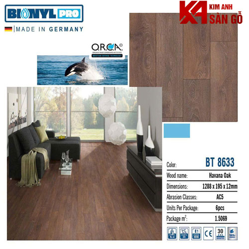 Sàn Gỗ Công Nghiệp Đức 12MM BINYL-8633